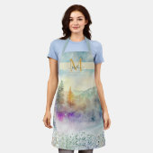 Pastel mountainforest artsy custom Monogram Apron Schort (Gedragen)