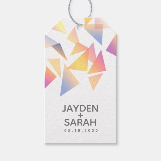 Pastel Multi-Colored Confetti White Wedding Cadeaulabel (Voorkant)