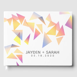 Pastel Multi-Colored Confetti White Wedding Gastenboek