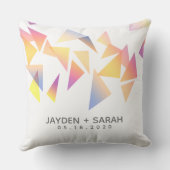 Pastel Multi-Colored Confetti White Wedding Kussen (Achterkant)