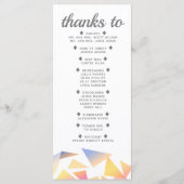 Pastel Multi-Colored Confetti White Wedding Programmakaart (Achterkant)
