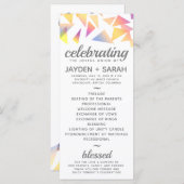 Pastel Multi-Colored Confetti White Wedding Programmakaart (Voorkant / Achterkant)