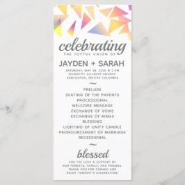 Pastel Multi-Colored Confetti White Wedding Programmakaart