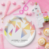Pastel Multi-Kleurig Confetti Witte Bruiloft Papieren Bordje (Feest)