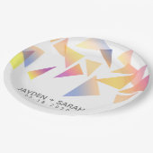 Pastel Multi-Kleurig Confetti Witte Bruiloft Papieren Bordje (Gekanteld)