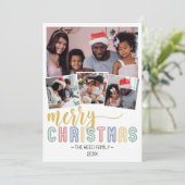 Pastel Multi-Photo Kerstkaart Kaart (Staand voorkant)