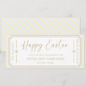 Pastel Multi Stripe Happy Easter Gift Voucher Kaar Kaart (Voorkant / Achterkant)