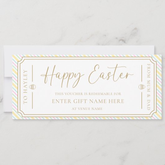 Pastel Multi Stripe Happy Easter Gift Voucher Kaar Kaart (Voorkant)
