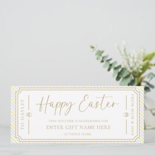 Pastel Multi Stripe Happy Easter Gift Voucher Kaar Kaart