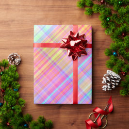 Pastel Multicolour Plaid Fabric Cadeaupapier