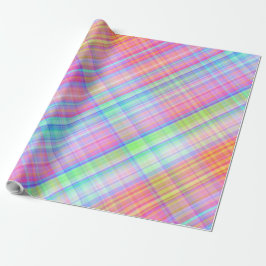 Pastel Multicolour Plaid Fabric Cadeaupapier