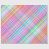 Pastel Multicolour Plaid Fabric Cadeaupapier (Vlak)