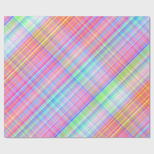 Pastel Multicolour Plaid Fabric Cadeaupapier (Vlak)