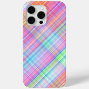 Pastel Multicolour Plaid Fabric iPhone 15 Pro Max Hoesje