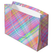 Pastel Multicolour Plaid Fabric Groot Cadeauzakje (Achterkant Gekanteld)