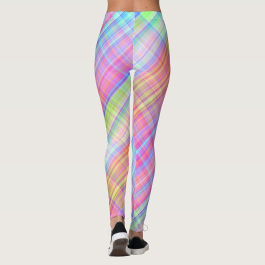 Pastel Multicolour Plaid Fabric Leggings (Achterkant)
