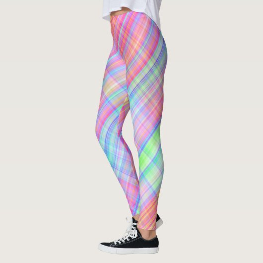 Pastel Multicolour Plaid Fabric Leggings (Links)