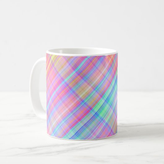 Pastel Multicolour Plaid Fabric Mok (Voorkant links)