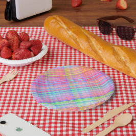 Pastel Multicolour Plaid Fabric Papieren Bordje