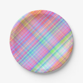 Pastel Multicolour Plaid Fabric Papieren Bordje
