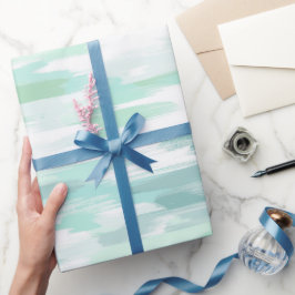 Pastel Munt Aqua Zachte Drift Witte Abstract patro Cadeaupapier