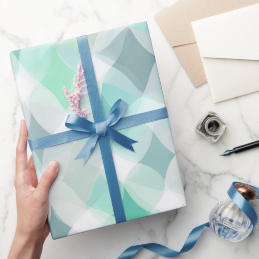 Pastel Munt Aqua Zachte Drift Witte Abstract patro Cadeaupapier (Geschenken)