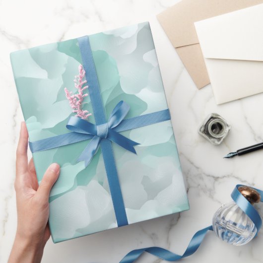 Pastel Munt Aqua Zachte Drift Witte Abstract patro Cadeaupapier (Geschenken)