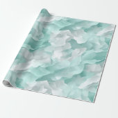 Pastel Munt Aqua Zachte Drift Witte Abstract patro Cadeaupapier (Uitgerold)