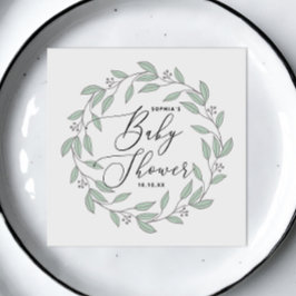 Pastel munt bloemendelicate script baby shower servet