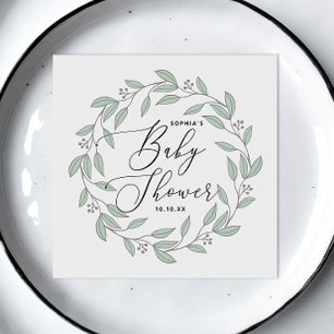 Pastel munt bloemendelicate script baby shower servet