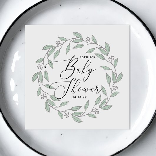 Pastel munt bloemendelicate script baby shower servet