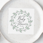 Pastel munt bloemendelicate script baby shower servet