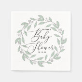 Pastel munt bloemendelicate script baby shower servet (Voorkant)