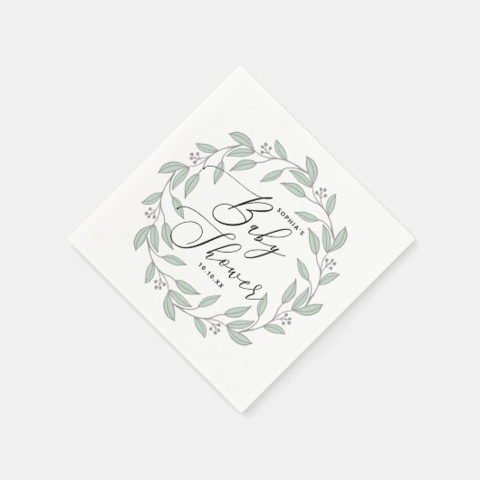Pastel munt bloemendelicate script baby shower servet (Hoek)
