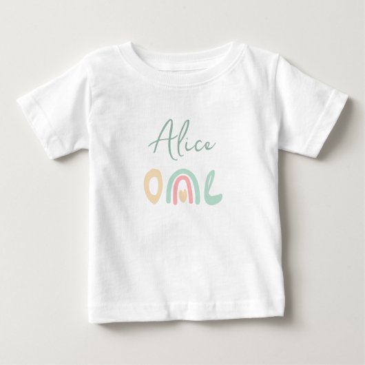 Pastel munt gele regenboog 1e verjaardag Bab (Voorkant)