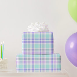 Pastel Munt Lavendel Zachte Raster Witte Schotse R Cadeaupapier