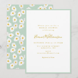 Pastel Munt Salie Retro Madeliefje Bloem Bruidsdou Kaart