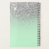 Pastel Munt Zilver Glitter Ombre Gepersonaliseerd Planner (Achterkant)