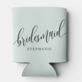 Pastel Muntgroene Bruidsmeisje Moderne Script  Blikjeskoeler (Achterkant)