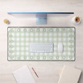 Pastel Muntgroene Geschulpte Gingham Golflijn Rand Bureaumat