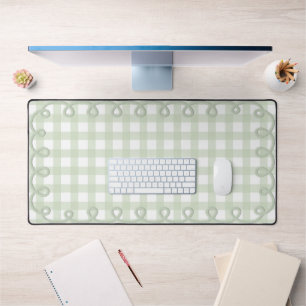 Pastel Muntgroene Geschulpte Gingham Golflijn Rand Bureaumat