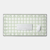 Pastel Muntgroene Geschulpte Gingham Golflijn Rand Bureaumat (Keyboard & Muis)