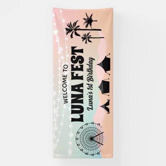 Pastel Music Festival Birthday Spandoek (Verticaal)