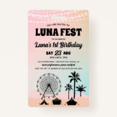 Pastel Music Festival Birthday Uitnodiging Lanyard Badge (Voorkant)