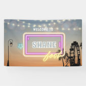 Pastel Music Festival Concert Boho Verjaardag Spandoek (Horizontaal)