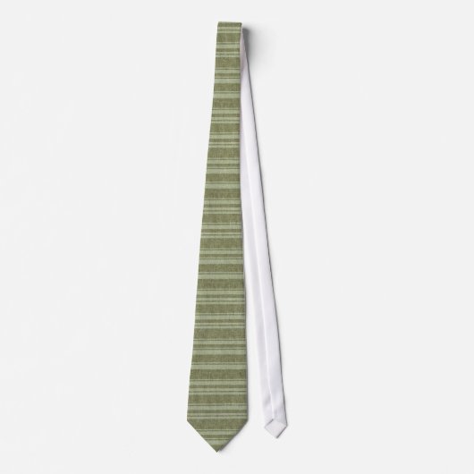 Pastel Muted Green Stripes Linen Burlap Textuur 2a Stropdas (Voorkant)