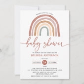 Pastel Muted Tones Boho Rainbow Baby shower Invit Kaart (Voorkant)