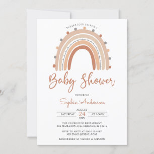Pastel Muted Tones Boho Rainbow Baby shower Invita Kaart