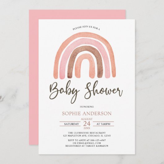 Pastel Muted Tones Boho Rainbow Baby shower Kaart (Voorkant / Achterkant)