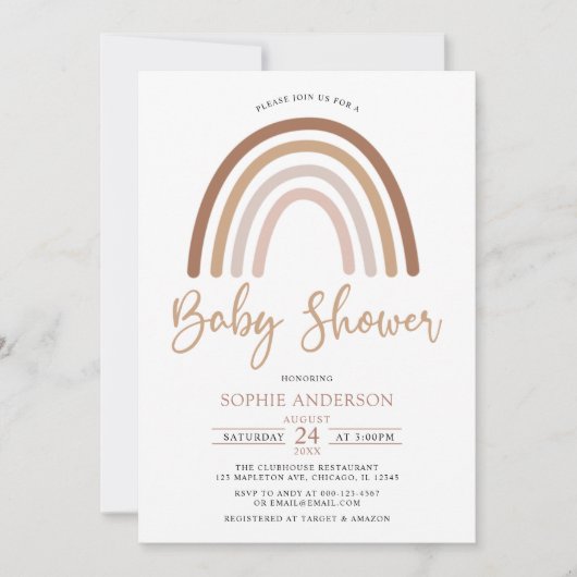 Pastel Muted Tones Boho Rainbow Baby shower Kaart (Voorkant)